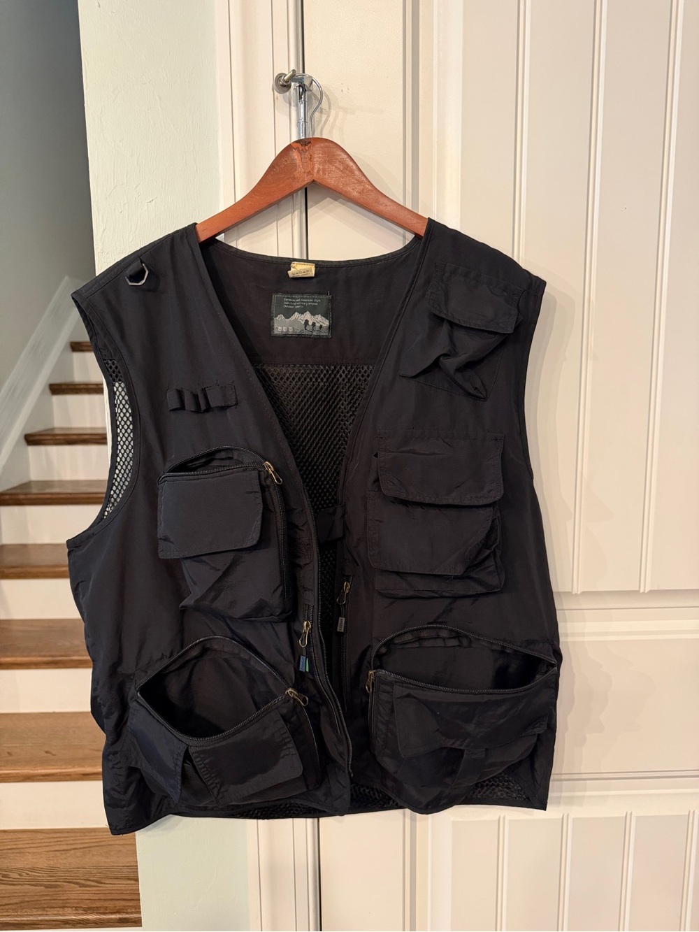 Men’s XL Utility Fishing Vest Black Multi Pocket Hiking Photography Travel Vest - Picture 7 of 9